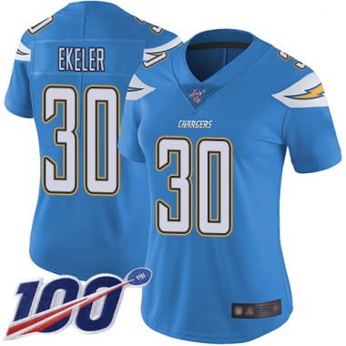 Los Angeles Chargers NFL Football Austin Ekeler Electric Blue Jersey Women Limited #30 Alternate 100th Season Vapor Untouchable